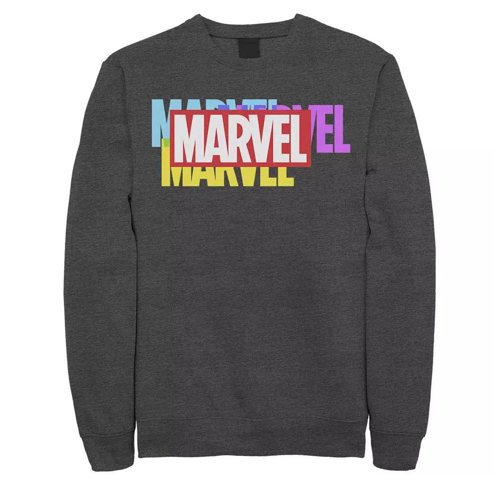 Men's Marvel Multi-Color Logo Sweatshirt, Size: Large, Grey Heather Product Image