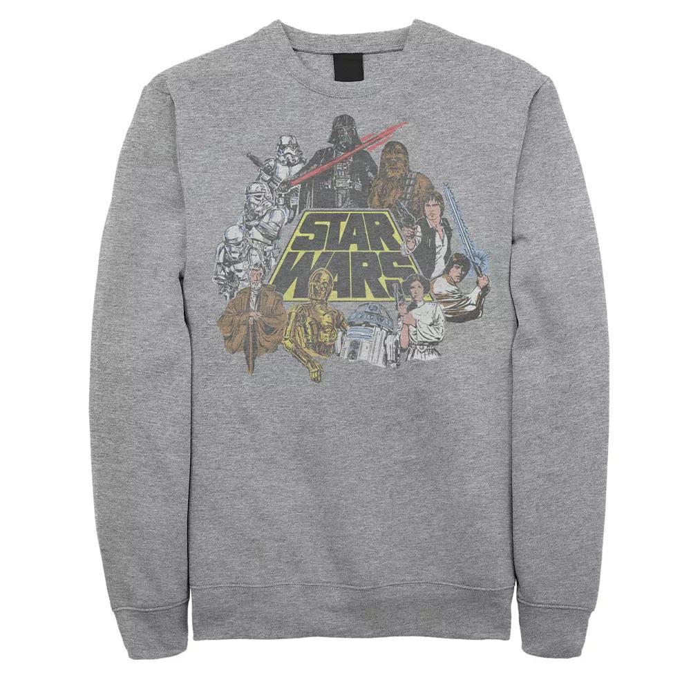 Men's Star Wars Classic Characters Cast Line Art Fleece Pullover, Size: XXL, Athletic Grey Product Image