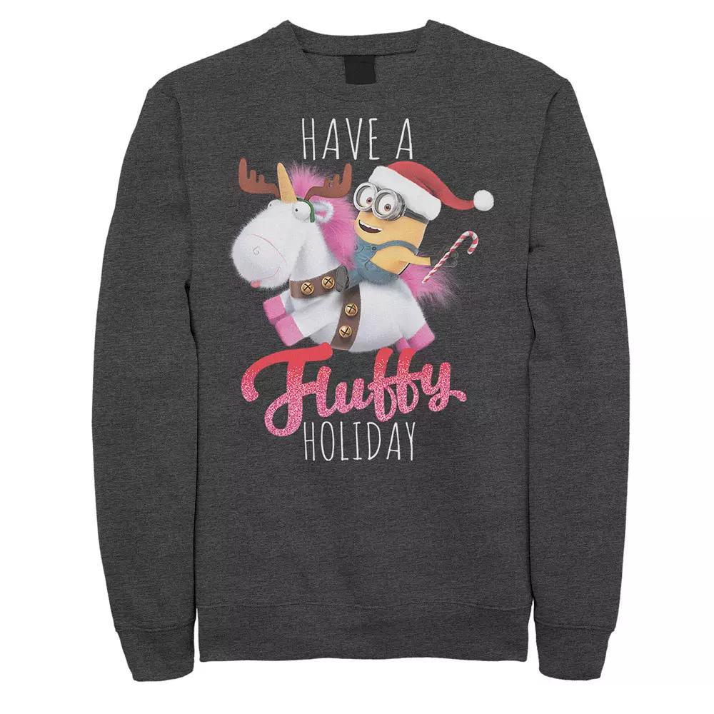 Men's Despicable Me Minions A Fluffy Christmas Sweatshirt, Size: Small, Grey Heather Product Image