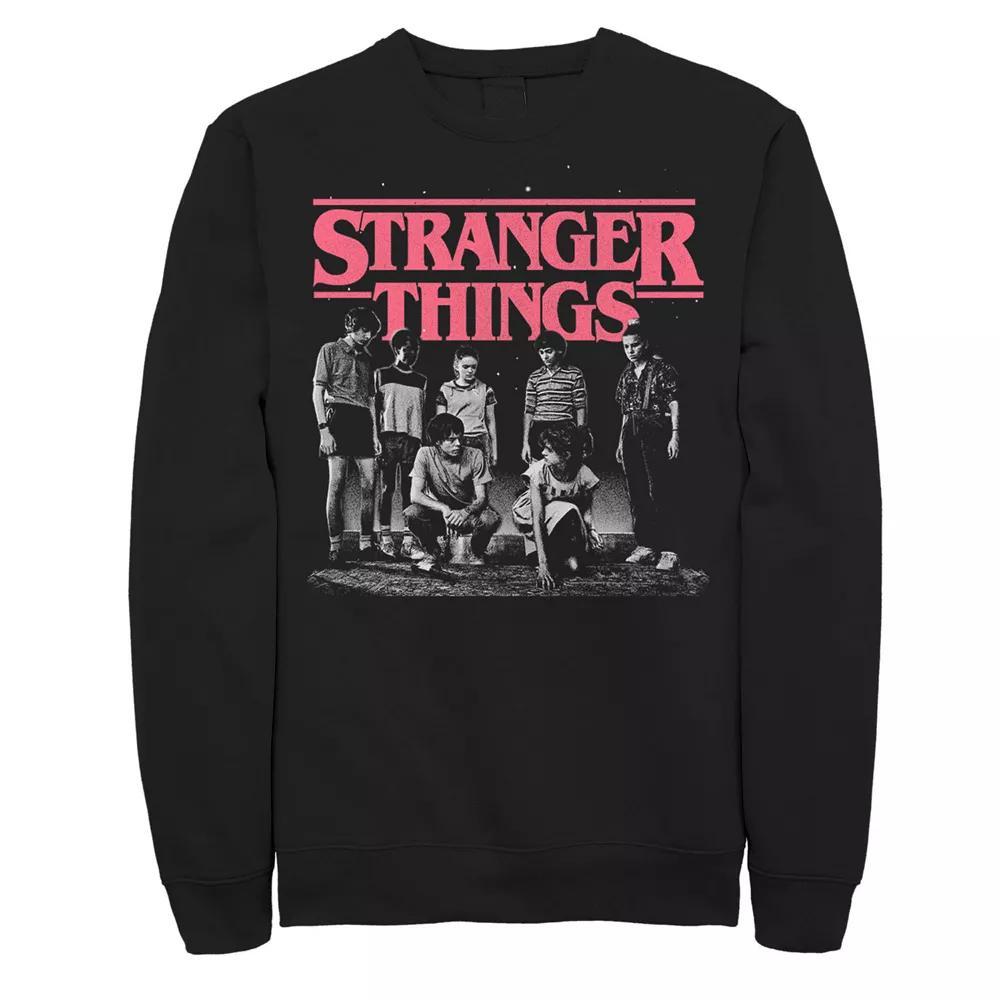 Men's Stranger Things Faded Cast Poster Sweatshirt, Size: 3XL, Black Product Image