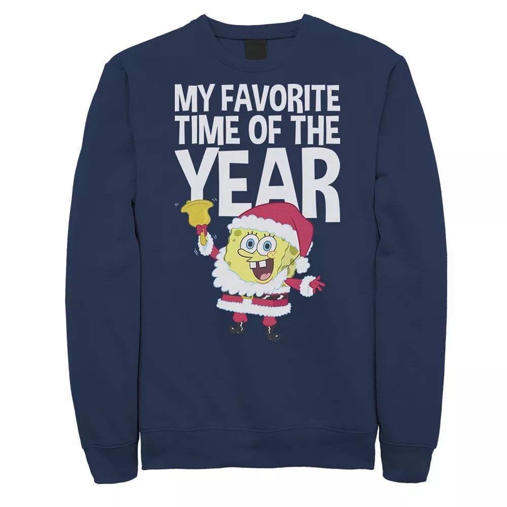 Men's Nickelodeon Spongebob Squarepants Santa Christmas Favortie Time Graphic Fleece Pullover, Size: Medium, Blue Product Image