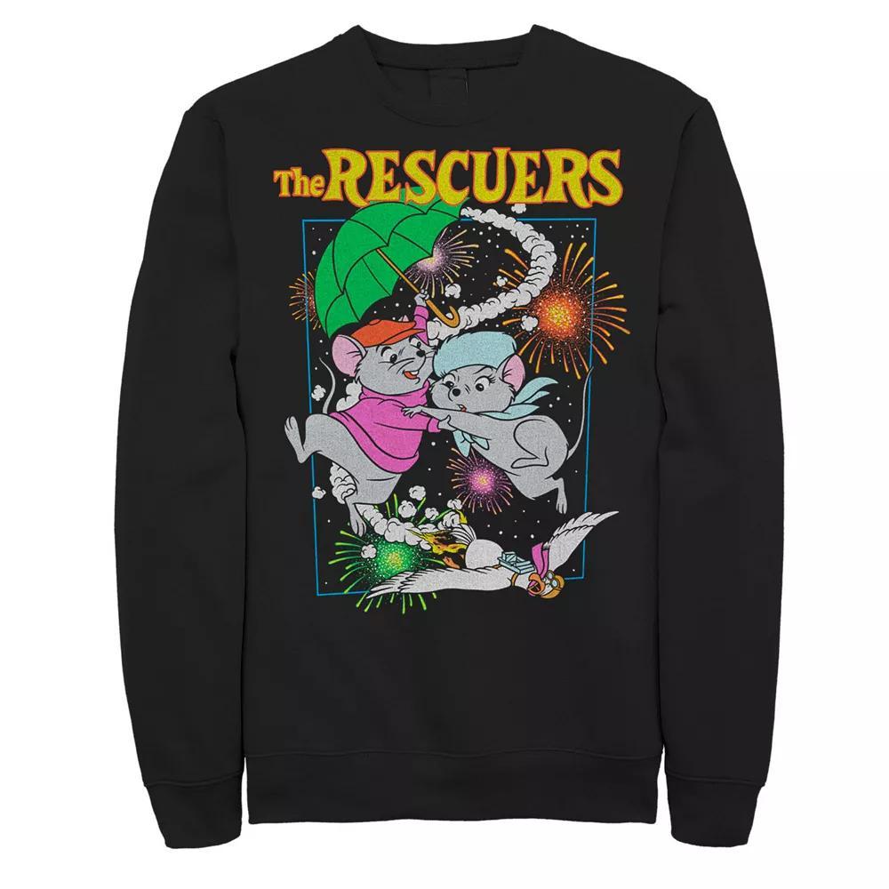 Big & Tall The Rescuers Fireworks Poster Sweatshirt, Men's, Size: 4XB, Black Product Image