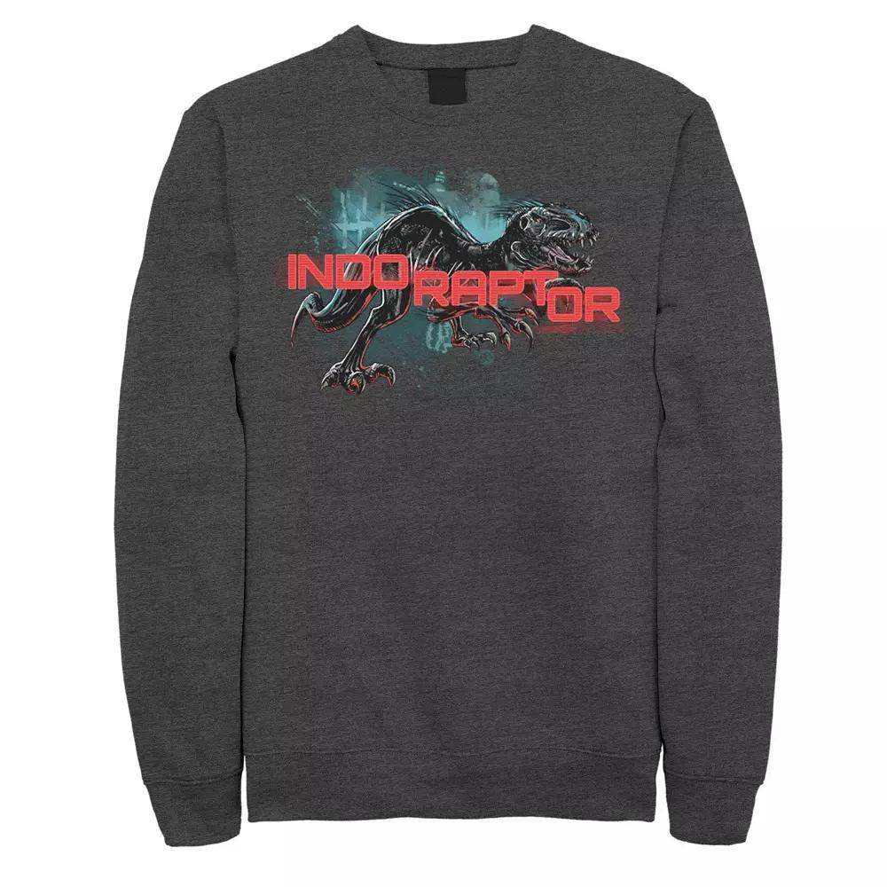 Men's Jurassic World Indo Raptor Splatter Portrait Sweatshirt, Size: XL, Grey Heather Product Image