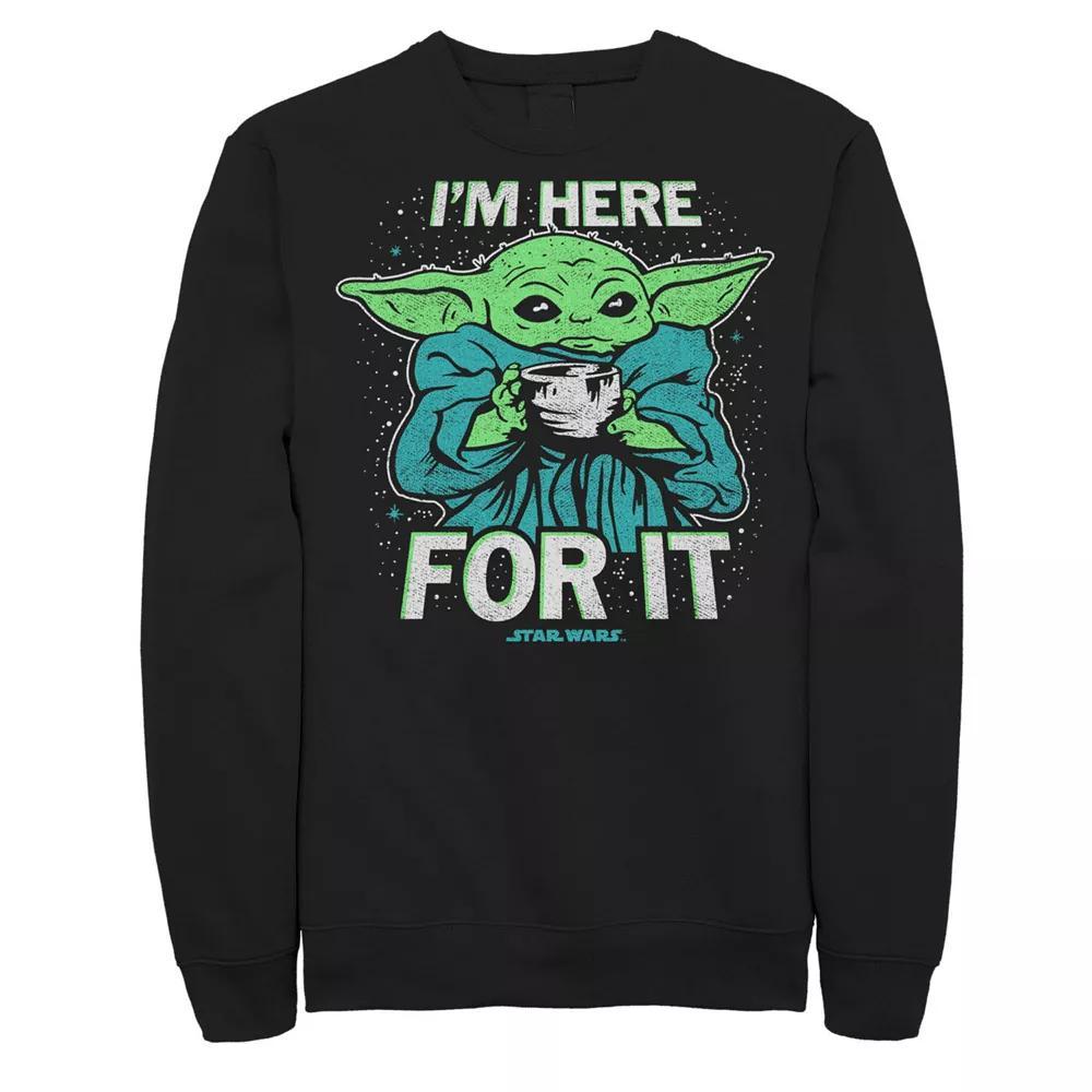 Men's Star Wars The Mandalorian The Child I'm Here For It Graphic Fleece Sweatshirt, Size: XL, Black Product Image