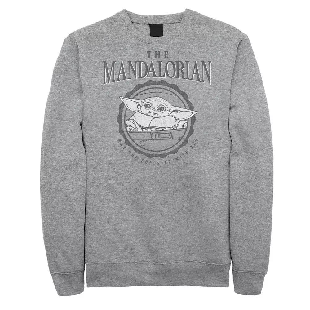 Big & Tall Star Wars The Mandalorian Grogu May The Force Be With You Fleece Sweatshirt, Men's, Size: XXL Tall, Athletic Grey Product Image