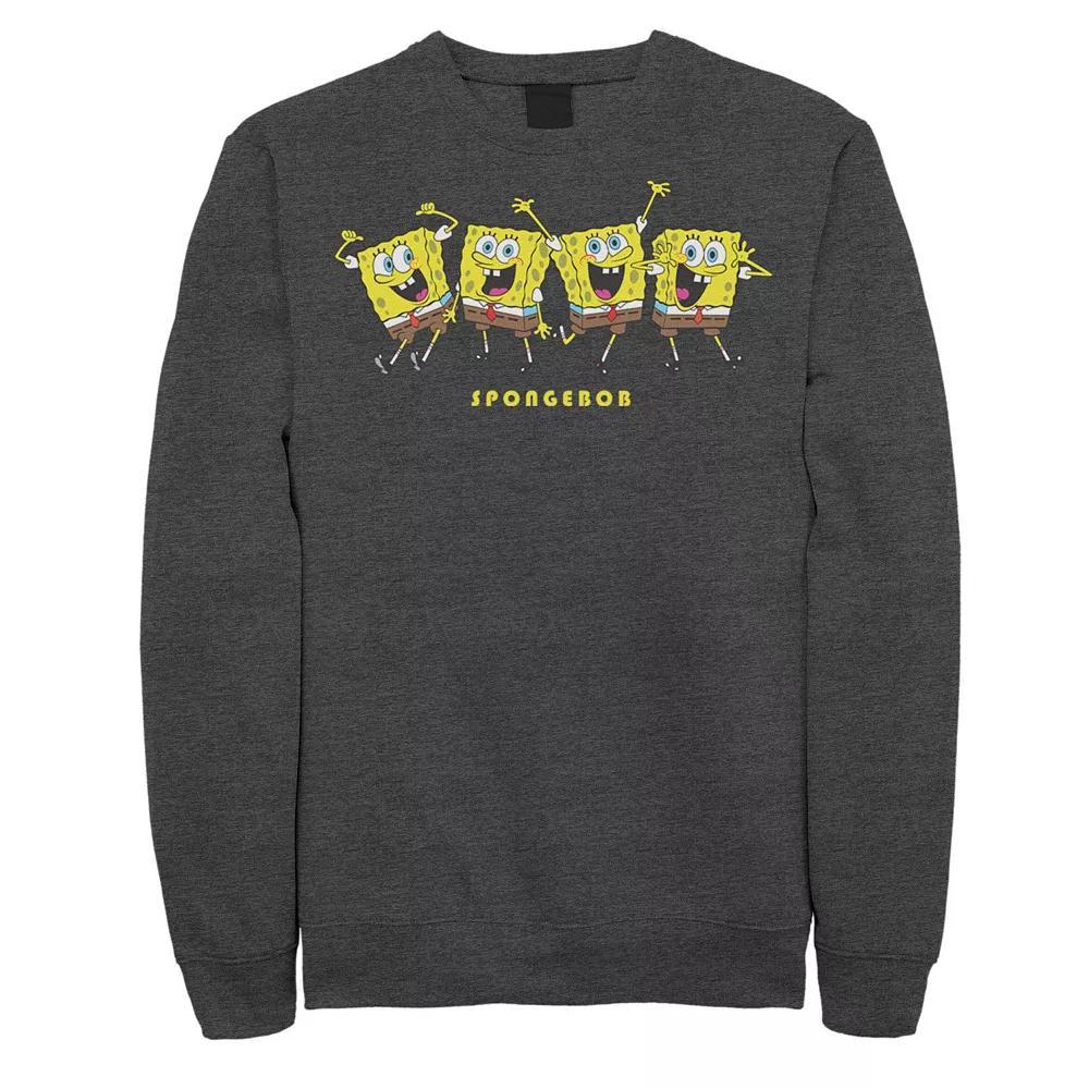 Men's SpongeBob SquarePants Happy Poses Line Up Sweatshirt, Size: Medium, Grey Heather Product Image