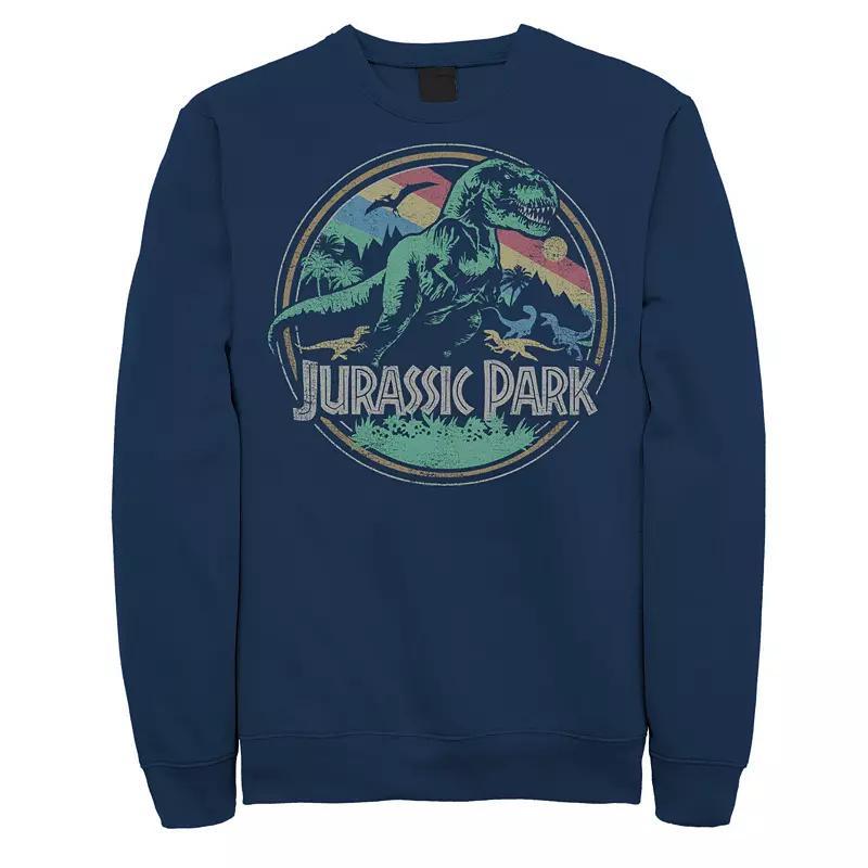 Men's Jurassic Park T-Rex Distressed Retro Logo Sweatshirt, Size: XL, Blue Product Image