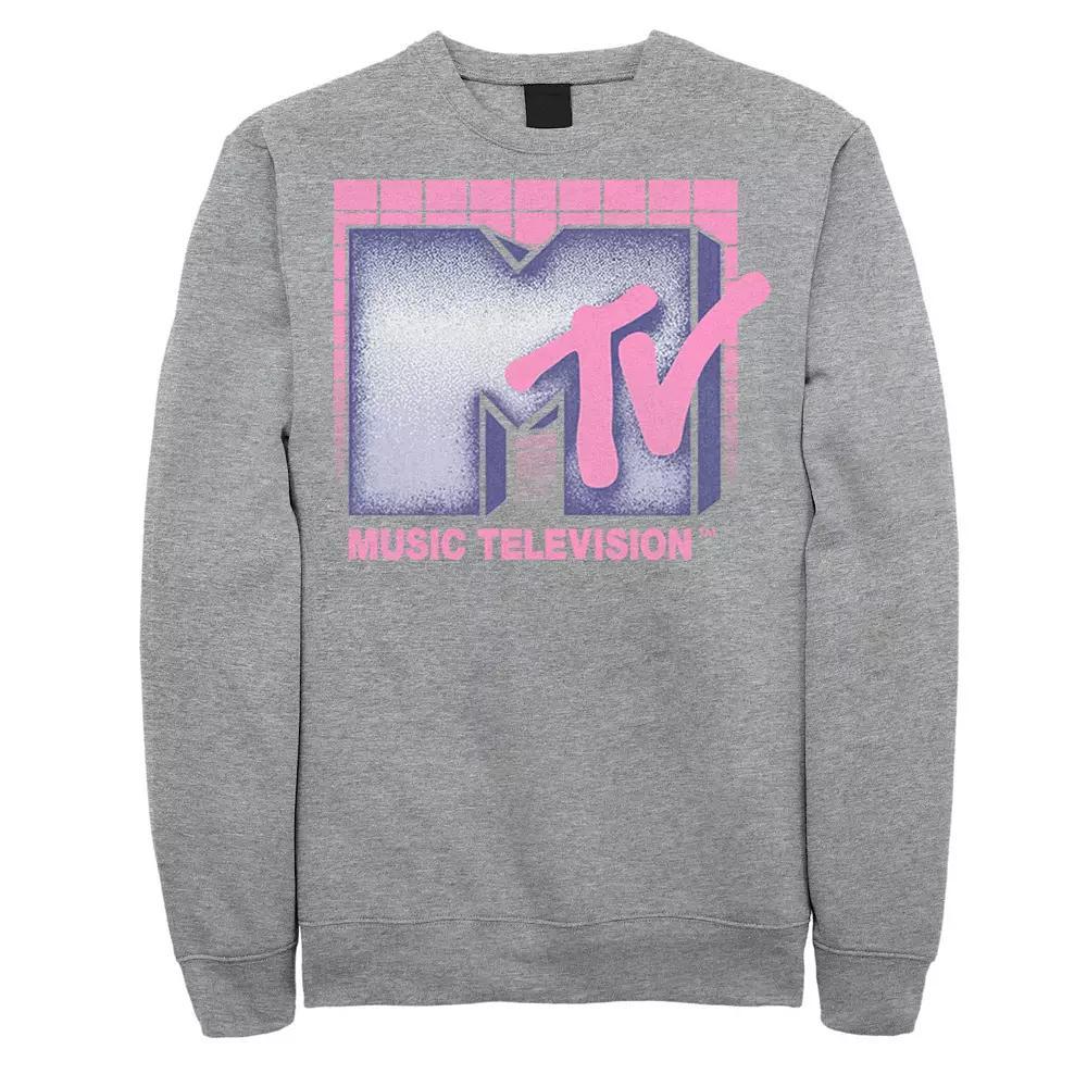 Men's MTV Music Television Logo '80s Grid Sweatshirt, Size: XL, Athletic Grey Product Image