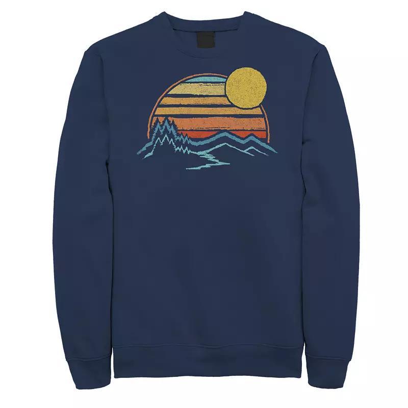Men's Outdoor Sunset Mountains Color Fade Sweatshirt, Size: 3XL, Blue Product Image