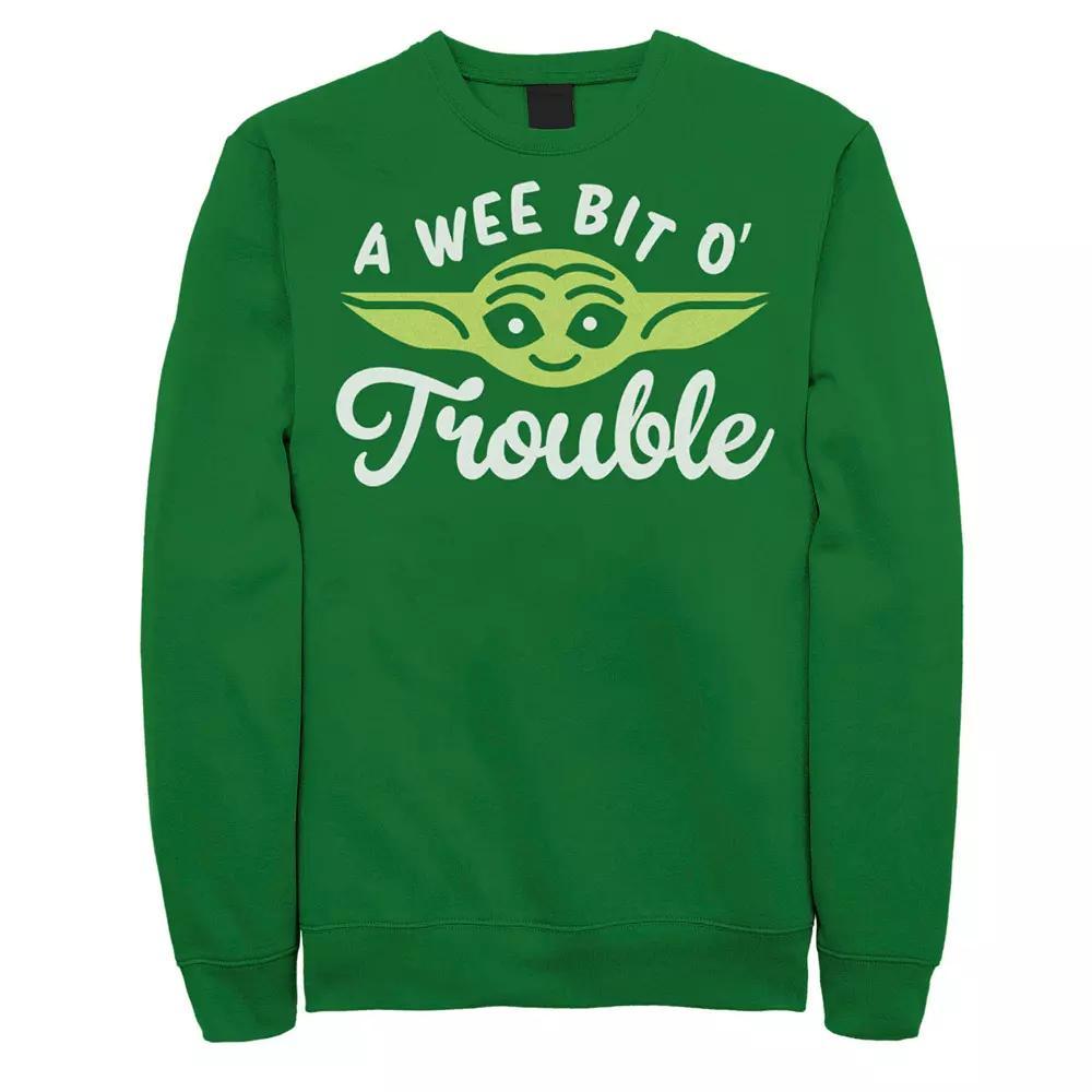 Men's Star Wars The Mandalorian Baby Yoda "A Wee Bit O' Trouble" St. Patrick's Day Sweatshirt, Size: XXL, Kelly Product Image