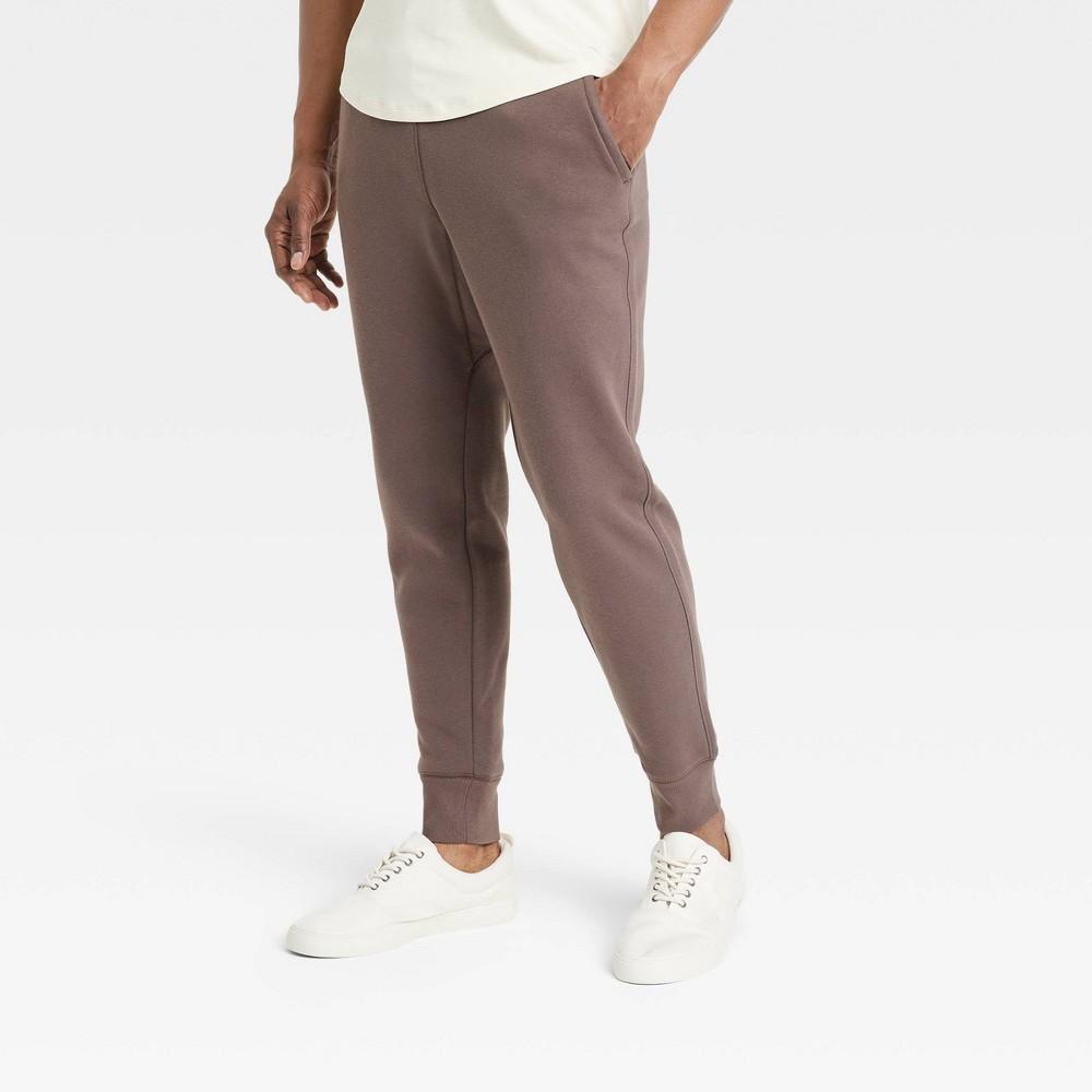 Men's Cotton Fleece Jogger Pants - All In Motion™ Navy Blue XL: Mid Rise, Zippered Pocket, Drawstring Waist Product Image