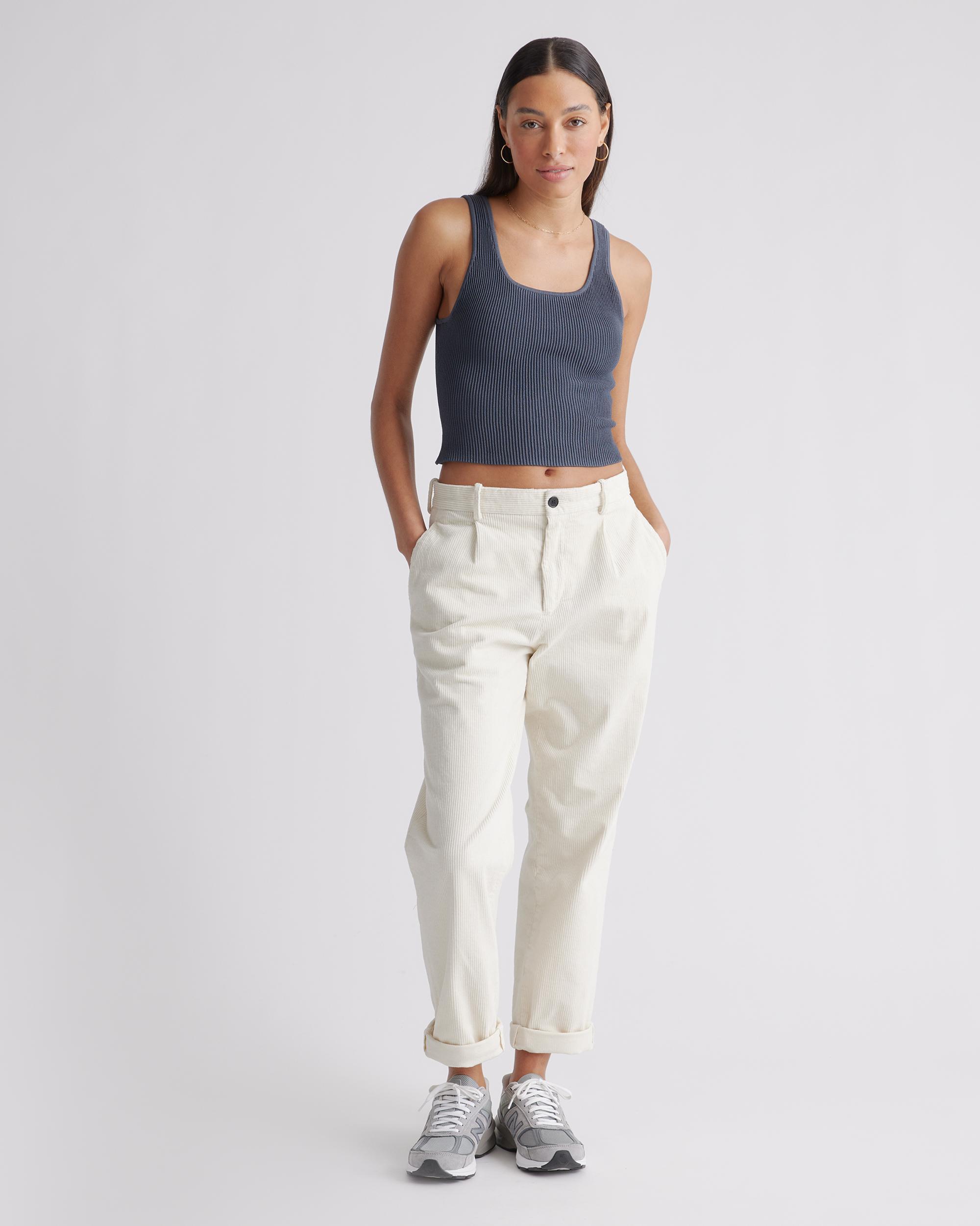 Quince | Women's Cropped Square Neck Ribbed Knit Tank Top Size XL, Recycled nylon/polyester/spandex Product Image