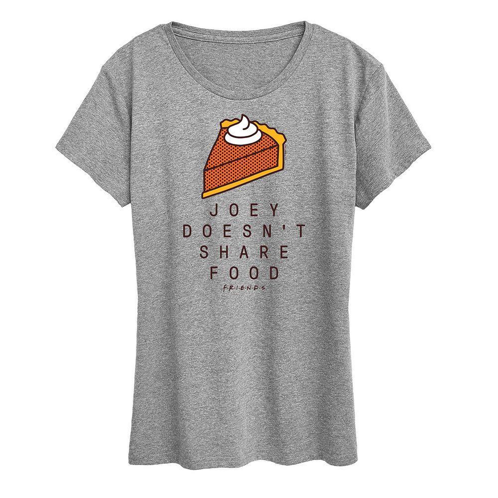 Womens Friends Joey Doesnt Share Food Graphic Tee, Girls Grey Green Product Image