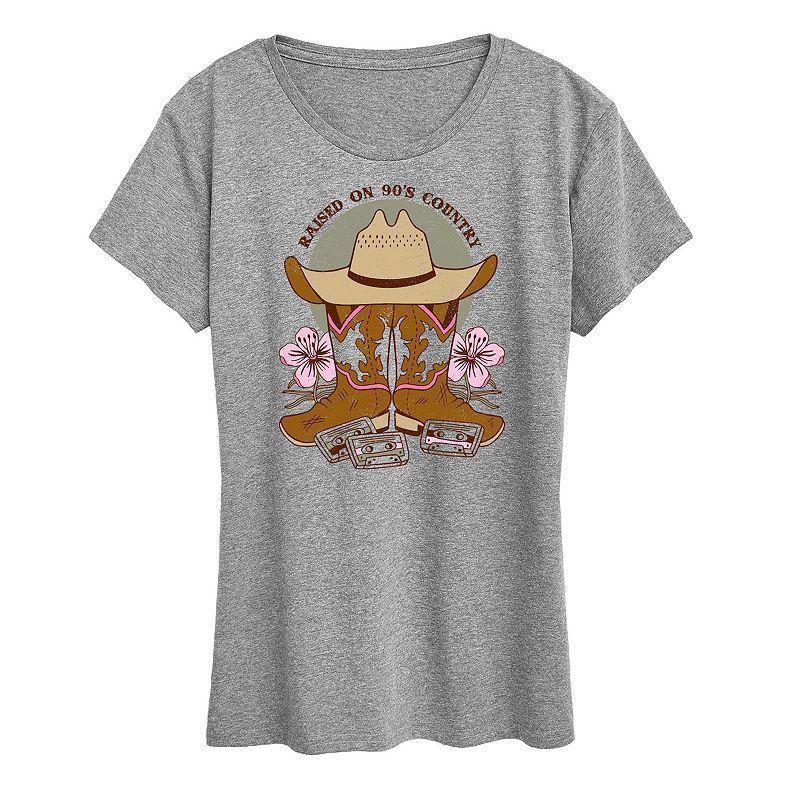 Women's Raised On 90's Country Graphic Tee, Size: Small, Grey Gray Product Image
