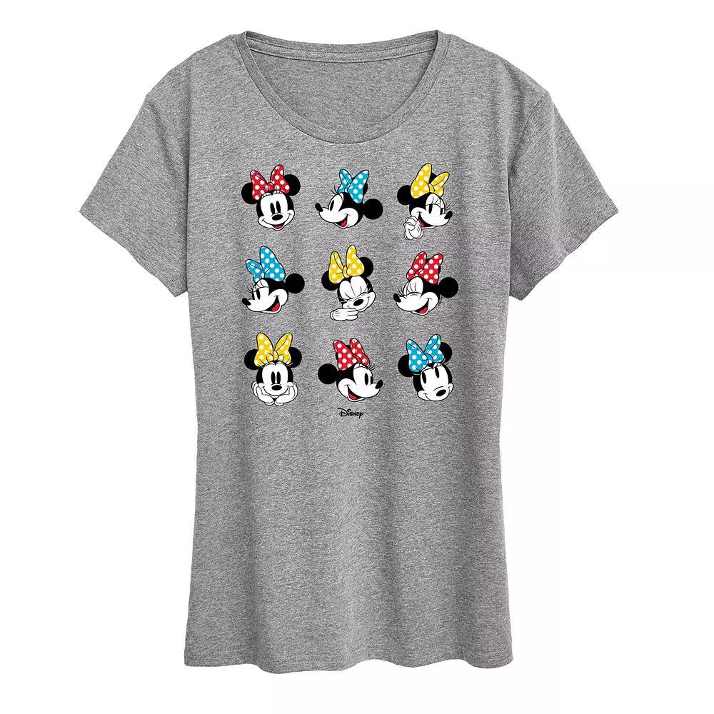 Disney's Minnie Mouse Dot Bow Grid Graphic Tee, Women's, Size: Small, Grey Gray Product Image