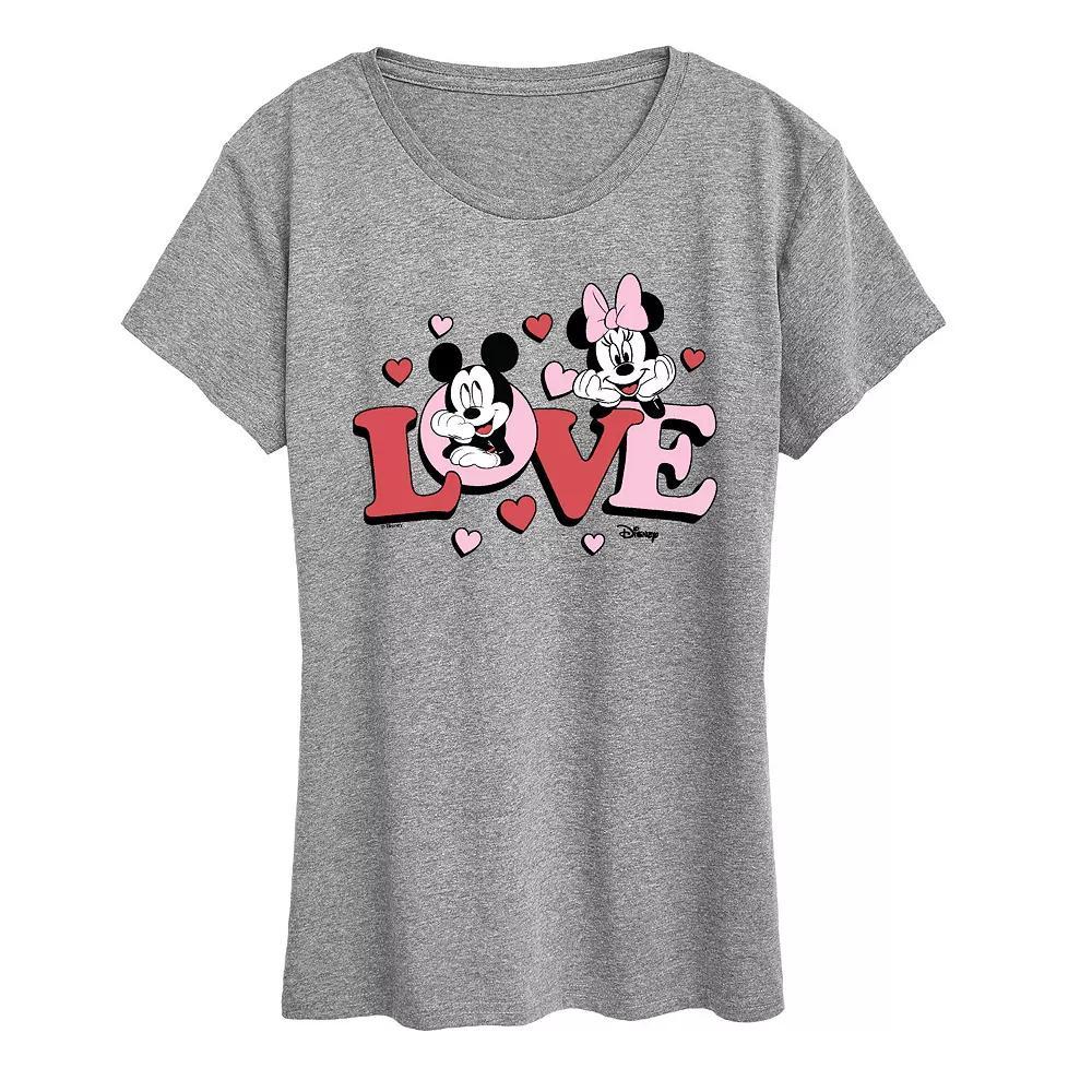 Disney's Mickey & Minnie Mouse Women's Love Graphic Tee, Size: Medium, Grey Gray Product Image