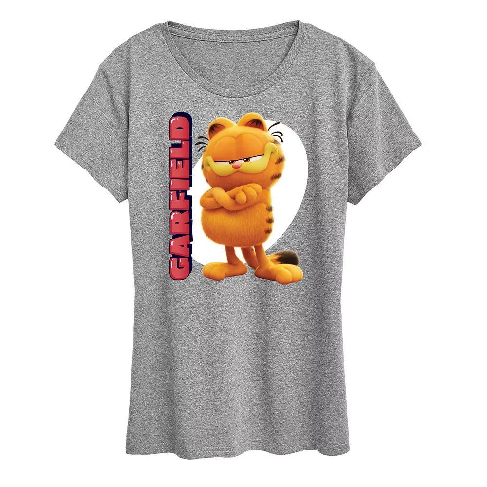 Womens The Garfield Movie Vertical Graphic Tee Grey Royal Blue Product Image
