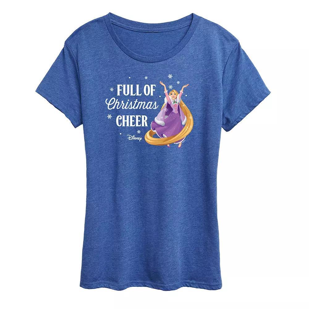 Disney Princess Rapunzel Women's "Full Of Christmas Cheer" Graphic Tee, Girl's, Size: Medium, Blue Product Image