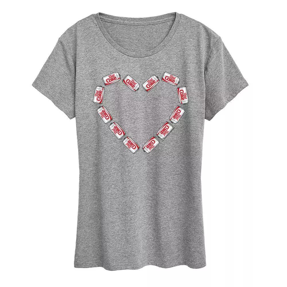Womens Diet Coke Can Heart Graphic Tee Grey Gray Product Image