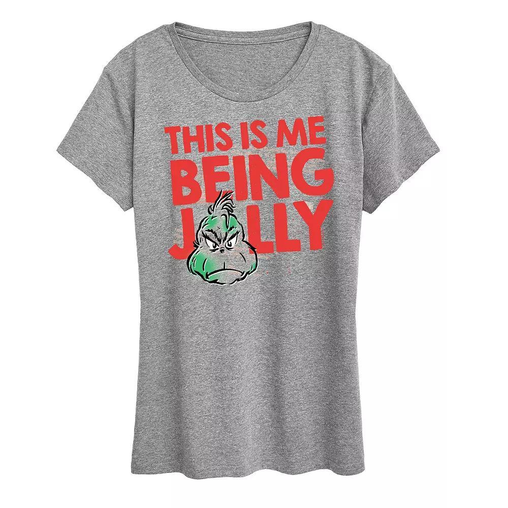 Womens Dr. Seuss The Grinch Being Jolly Graphic Tee, Girls Product Image