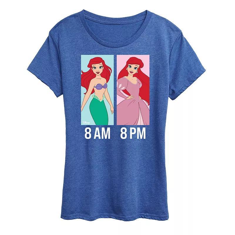 Disney Princess Ariel Womens AM to PM Graphic Tee Grey Royal Blue Product Image