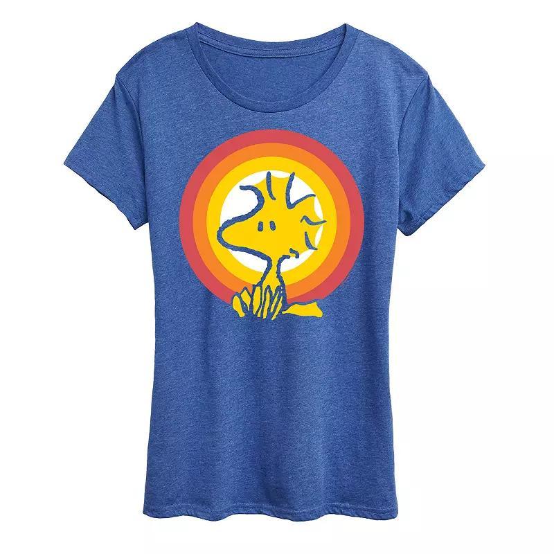 Womens Peanuts Woodstock Sunset Graphic Tee Grey Royal Blue Product Image