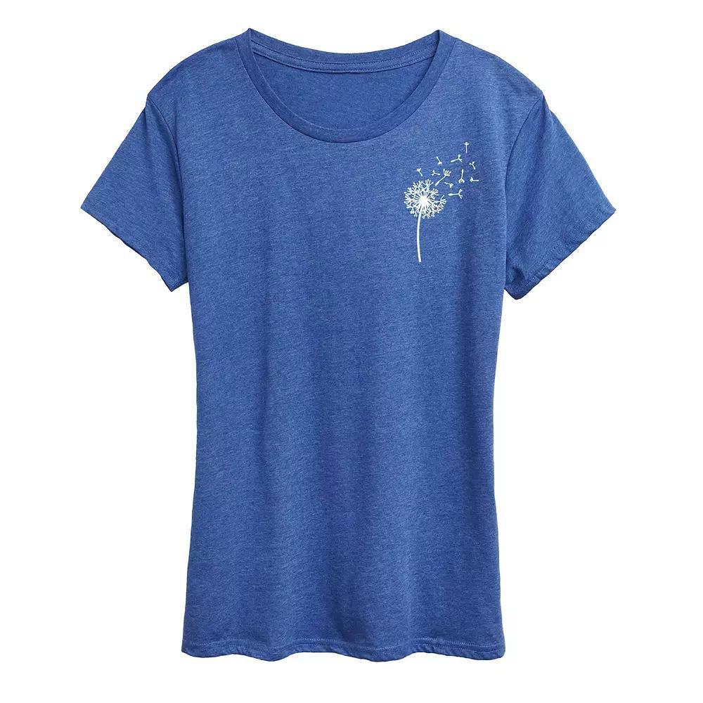 Womens Dandelion Graphic Tee Grey Royal Blue Product Image