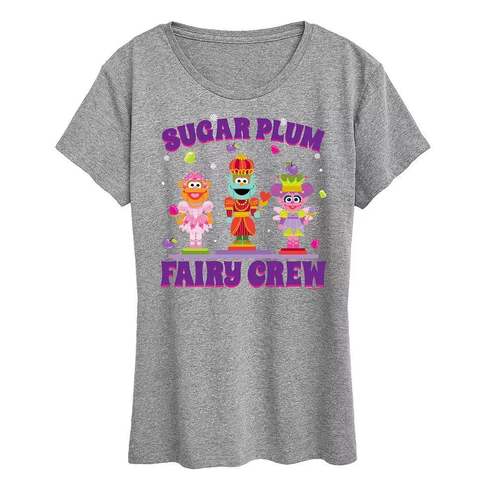Womens Sesame Street Sugar Plum Crew Graphic Tee, Girls Grey Gray Product Image