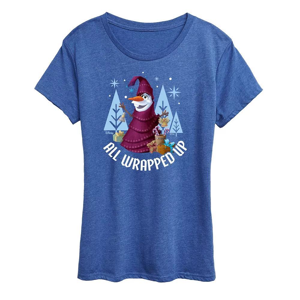 Disneys Frozen 2 Womens All Wrapped Up Graphic Tee, Girls Blue Product Image