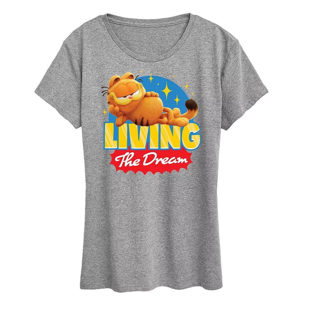 Womens The Garfield Movie Living The Dream Graphic Tee Grey Gray Product Image