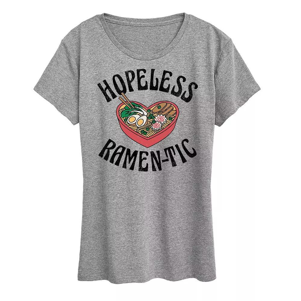 Womens Hopeless Ramen-tic Graphic Tee Grey Gray Product Image