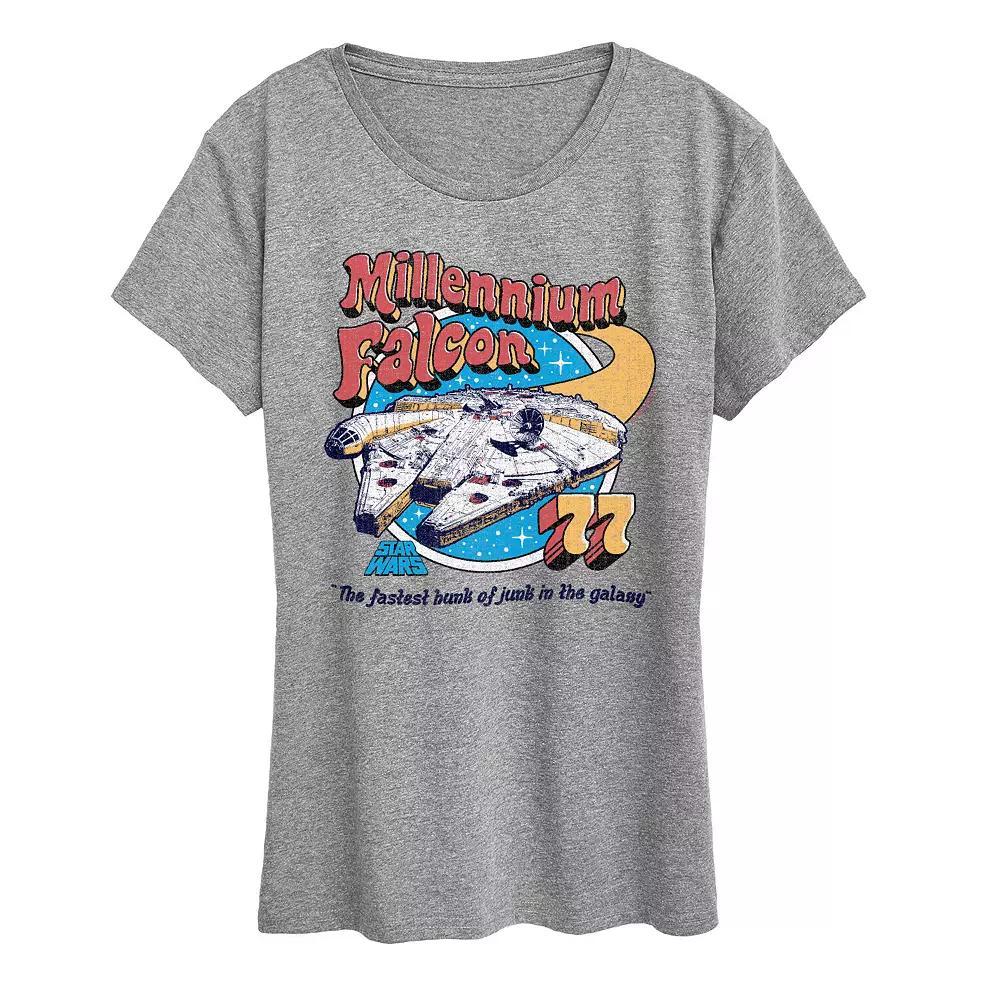 Womens Star Wars Millennium Falcon Graphic Tee Grey Gray Product Image