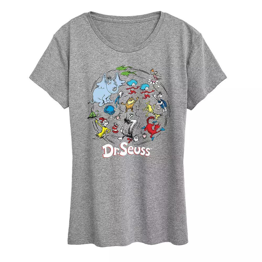 Women's Dr. Seuss Pattern Graphic Tee, Girl's, Size: Small, Grey Gray Product Image