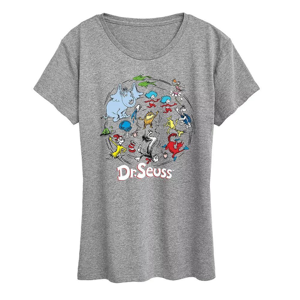 Women's Dr. Seuss Pattern Graphic Tee, Girl's, Size: Small, Grey Gray Product Image