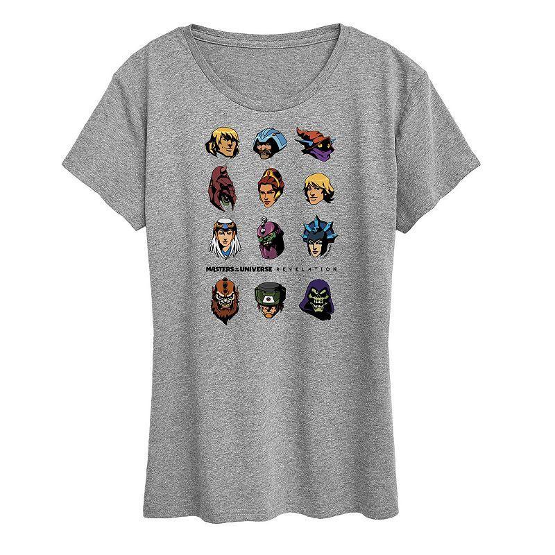 Womens Masters of the Universe Faces Graphic Tee Grey Gray Product Image