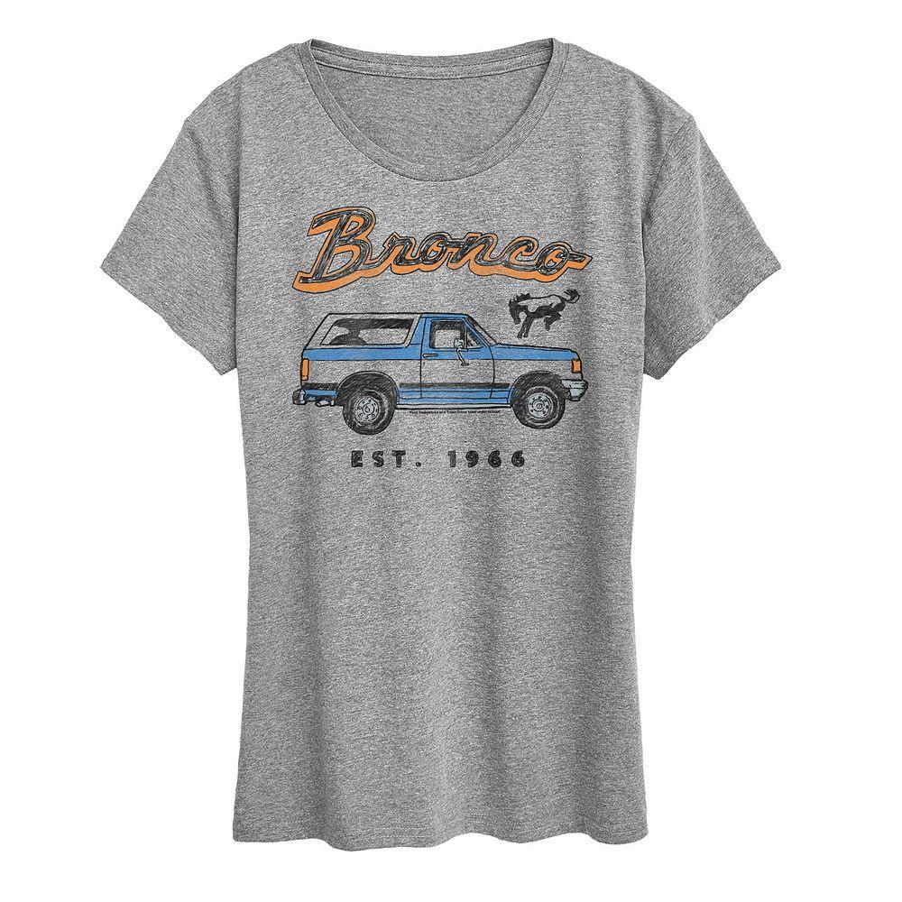 Women's Ford Bronco Est. 1966 Graphic Tee, Size: Medium, Grey Gray Product Image