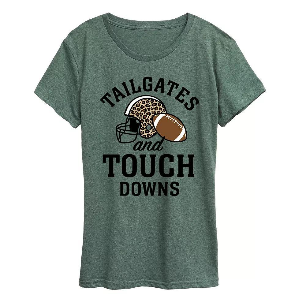 Womens Tailgates Touchdowns Graphic Tee, Girls Grey Green Product Image