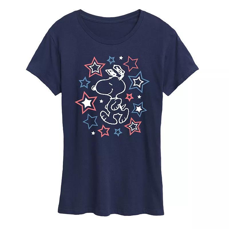 Women's Peanuts Snoopy Stars Graphic Tee, Size: Small, Black Product Image