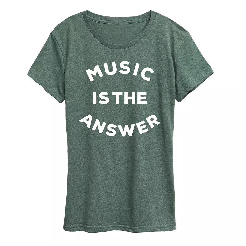 Womens Music is the Answer Graphic Tee Grey Royal Blue Product Image