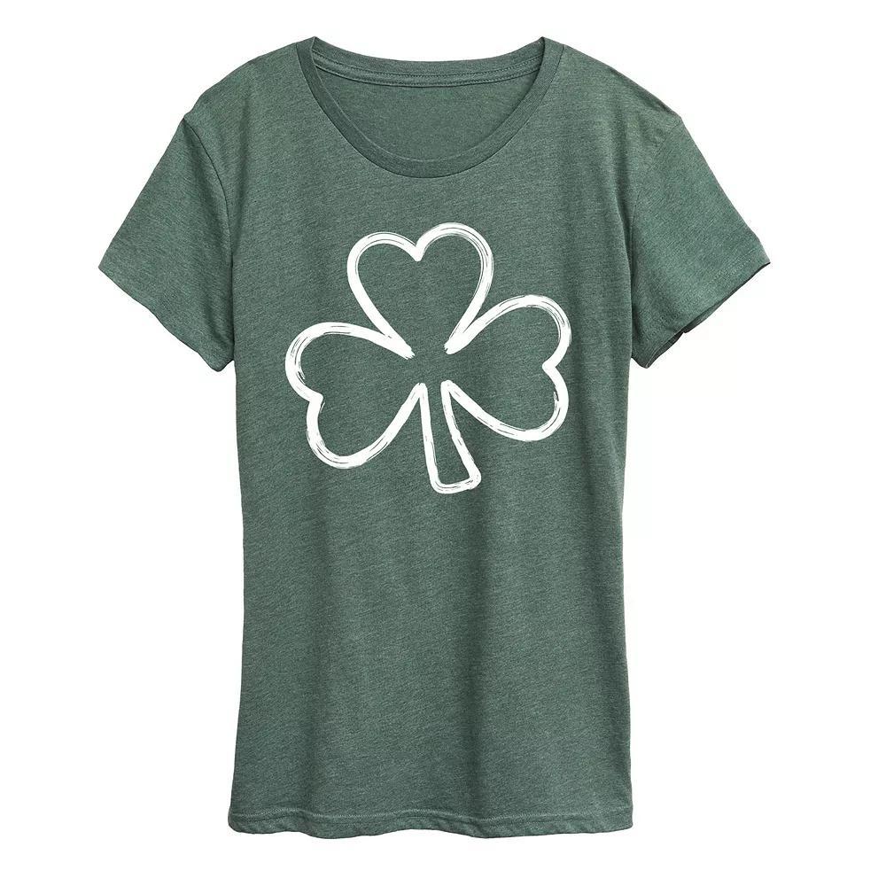 Womens Brushstroke Clover Graphic Tee Grey Green Product Image