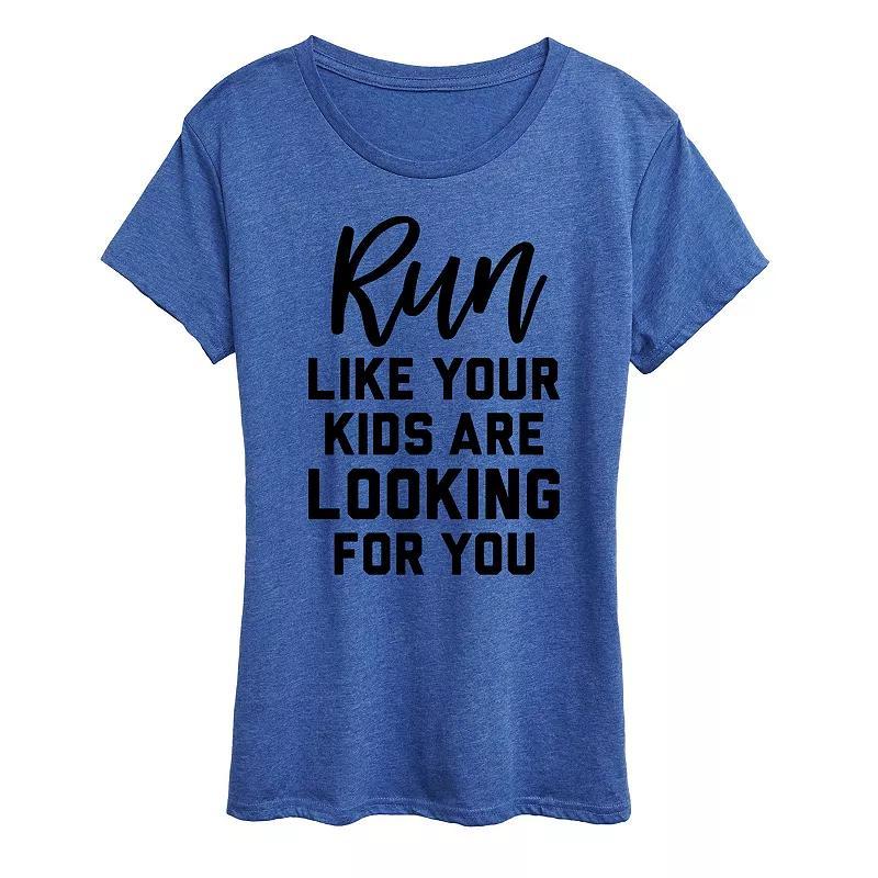 Womens Your Kids Are Looking For You Graphic Tee Grey Royal Blue Product Image