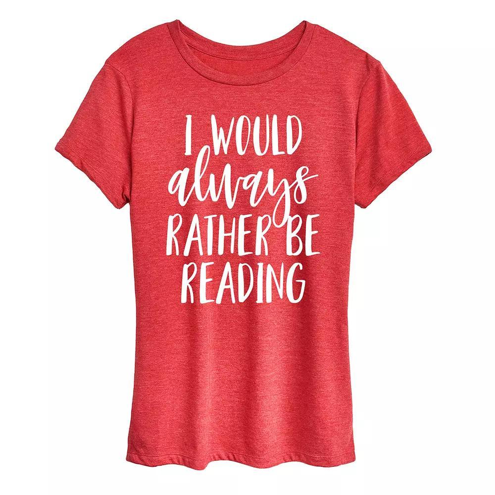 Womens I Would Always Rather Be Reading Graphic Tee Grey Green Product Image