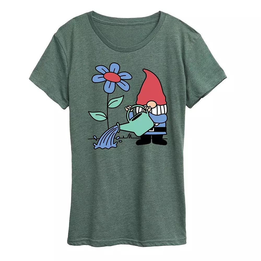 Womens Gardening Gnome Graphic Tee Grey Gray Product Image