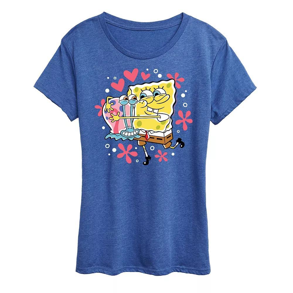 Womens Spongebob Squarepants Gary Hug Graphic Tee Grey Royal Blue Product Image