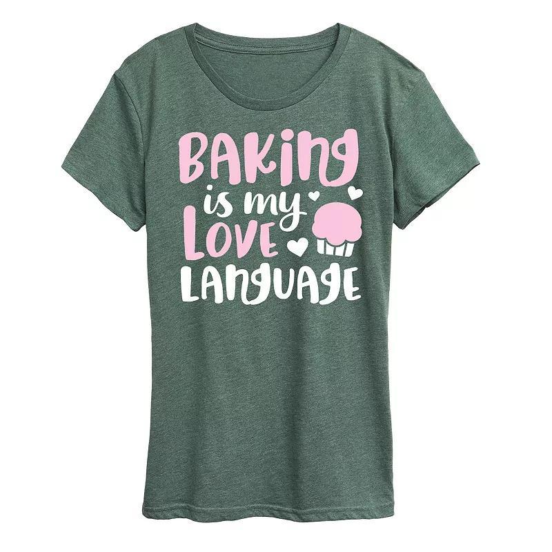 Women's Baking Is My Love Language Graphic Tee, Size: Medium, Grey Green Product Image