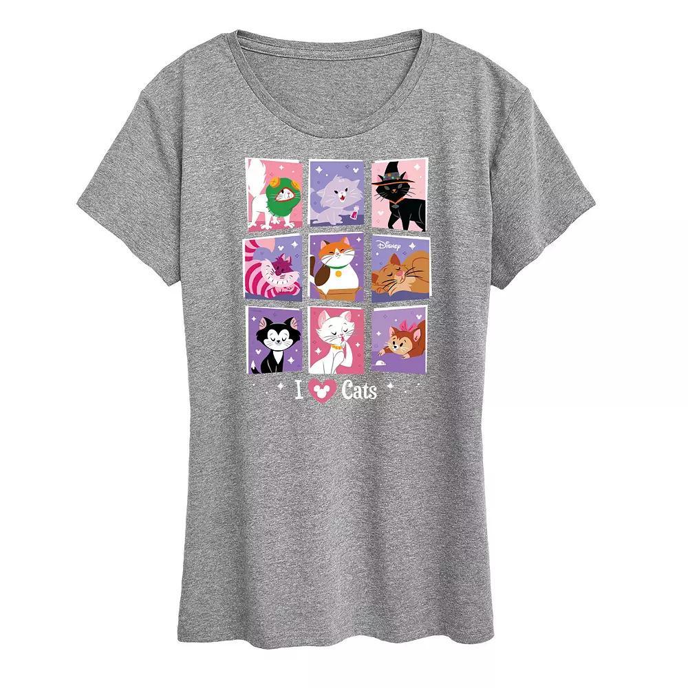 Disney Cats Womens Grid Graphic Tee, Girls Blue Product Image