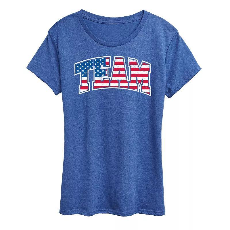 Women's Team USA Graphic Tee, Size: Large, Grey Royal Blue Product Image
