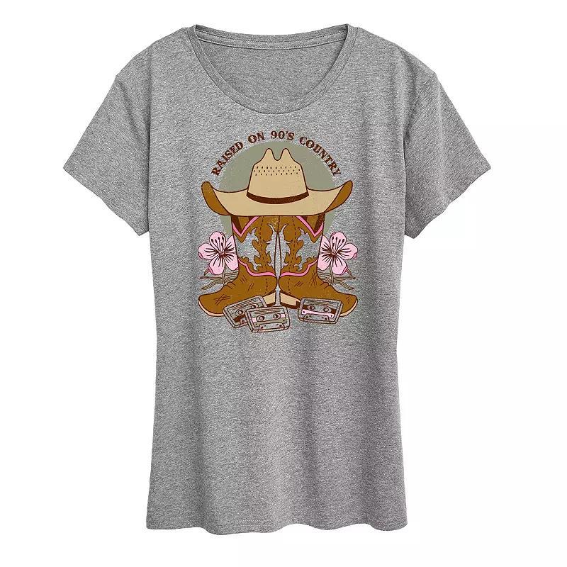 Women's Raised On 90's Country Graphic Tee, Size: Small, Grey Gray Product Image