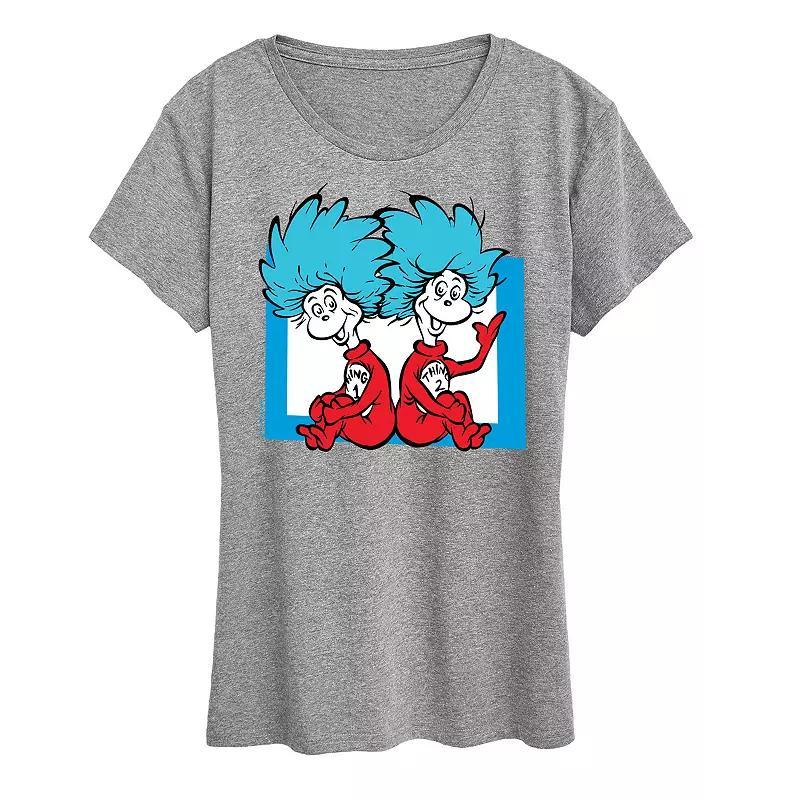 Womens Dr. Seuss Things 1 And 2 Graphic Tee Heather Grey Product Image