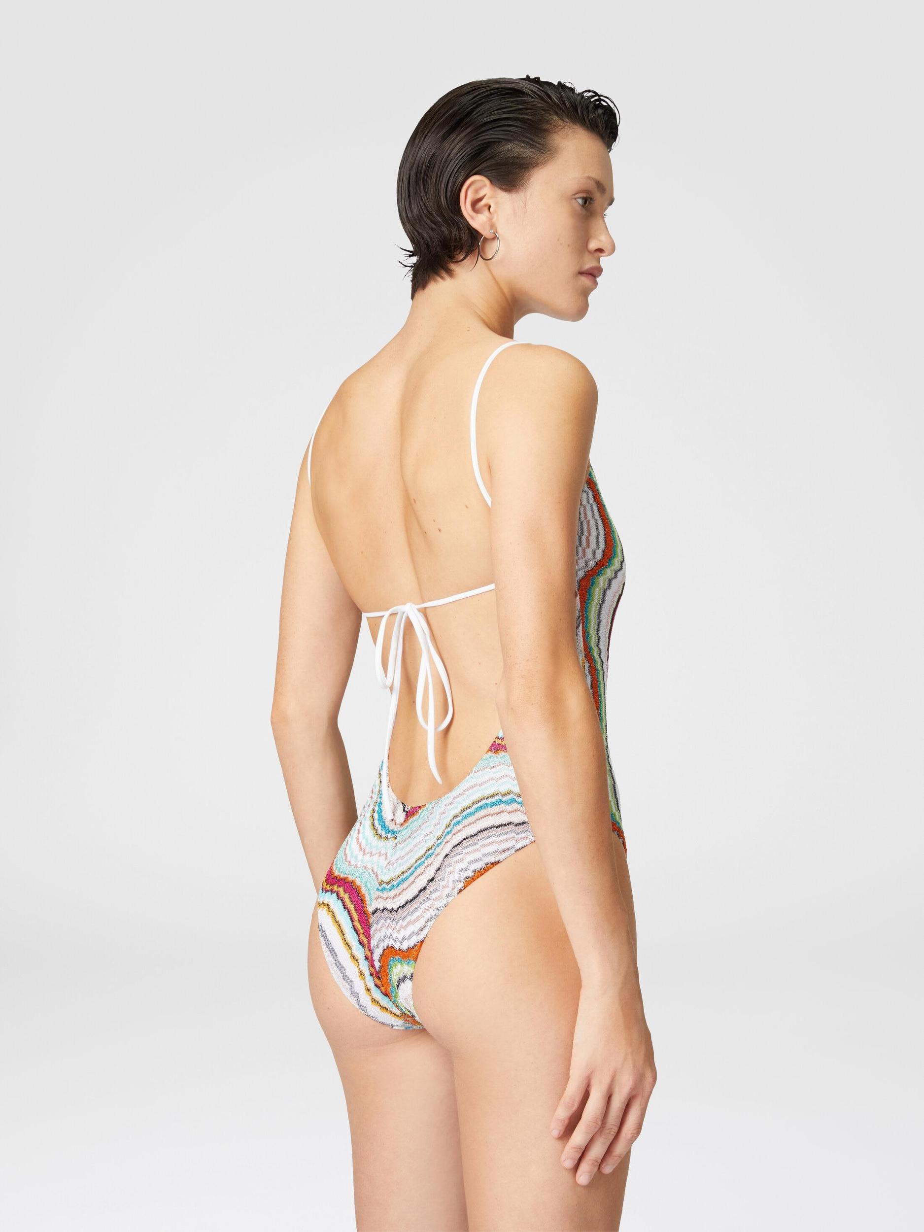 One-piece swimsuit with lamé wave pattern Product Image